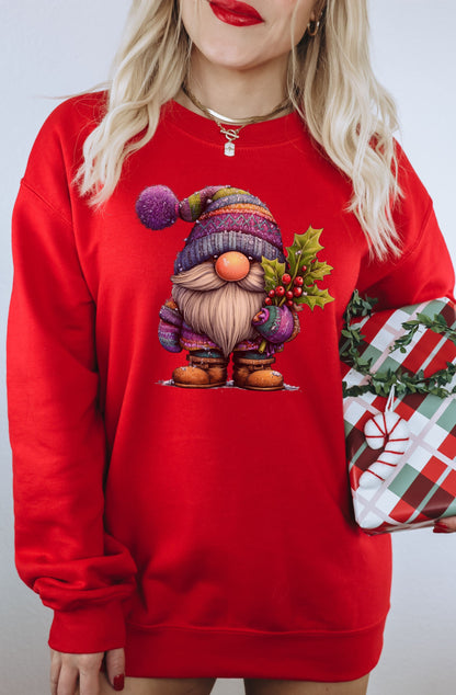 Festive Christmas Gnome Sweater with Holly Design