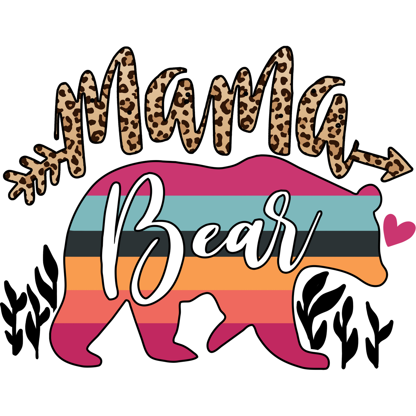 Mama Bear Leopard Print Arrow with Heart Design