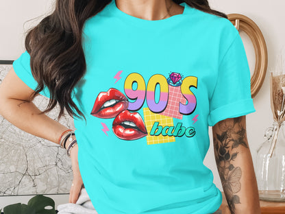 90's Babe Retro Lips Graphic Tee Shirt