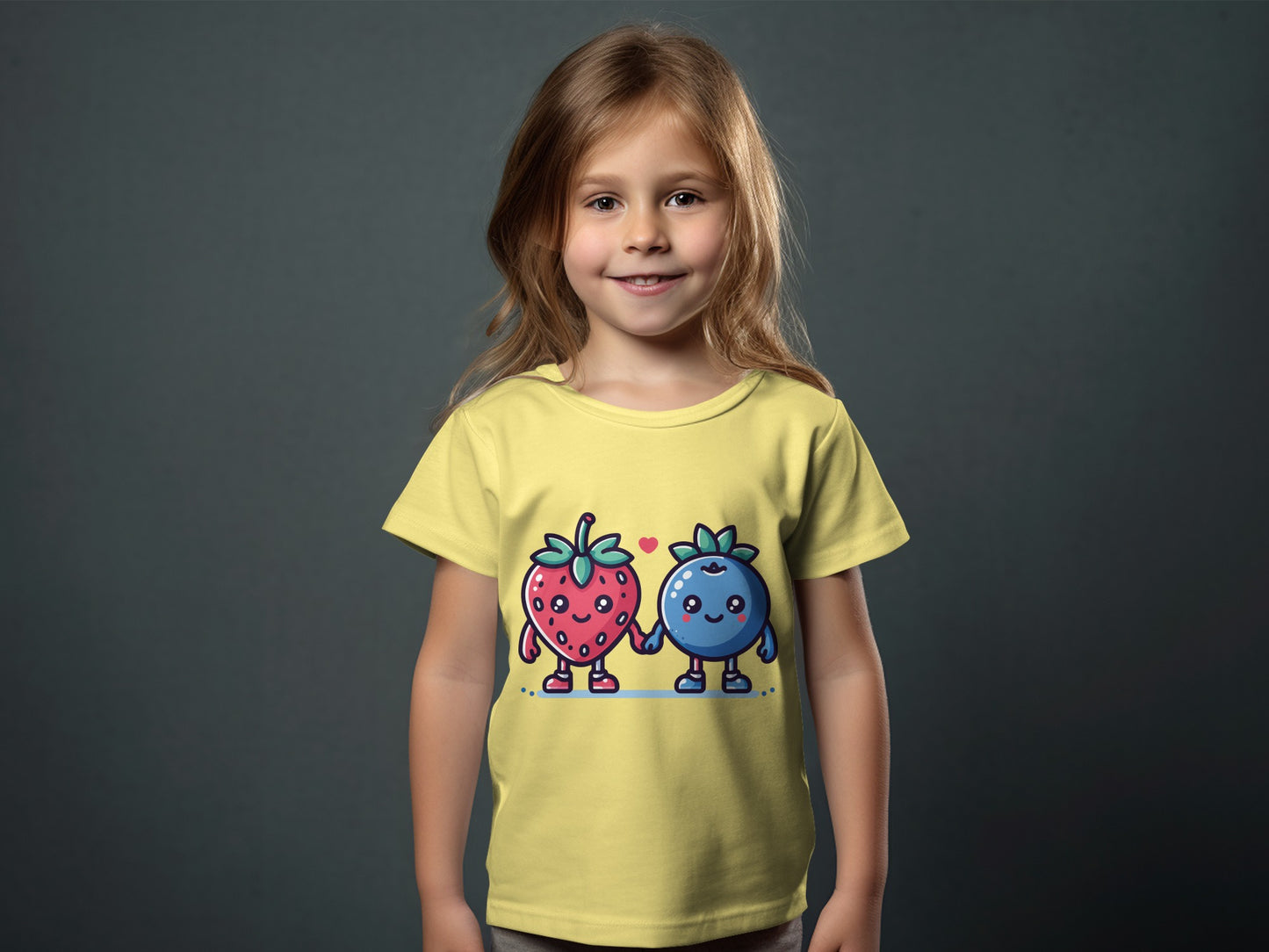 Adorable Strawberry and Blueberry Graphic T-Shirt