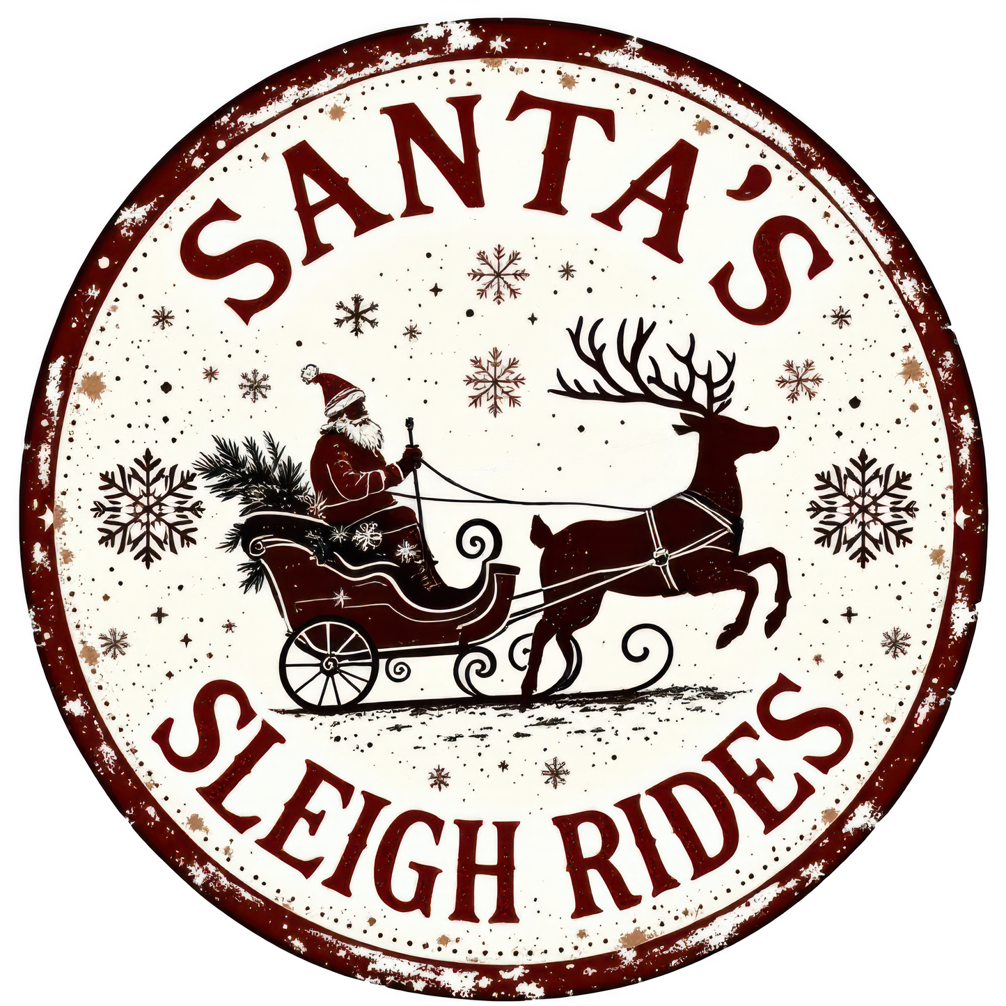 Santa's Sleigh Rides Vintage Christmas Sign product