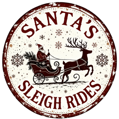 Santa's Sleigh Rides Vintage Christmas Sign product