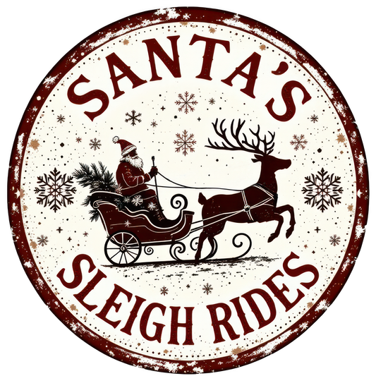 Santa's Sleigh Rides Vintage Christmas Sign product