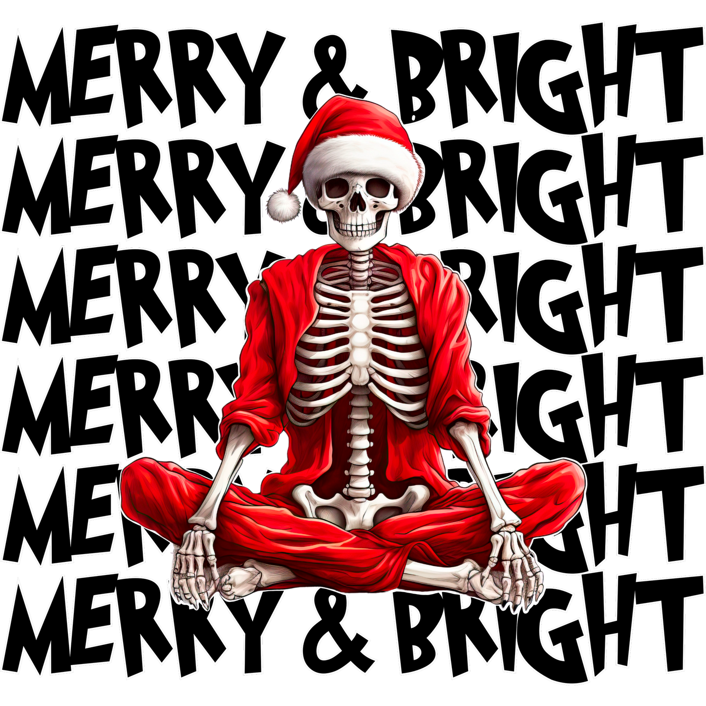 Merry and Bright Santa Skeleton Design Holiday Decor