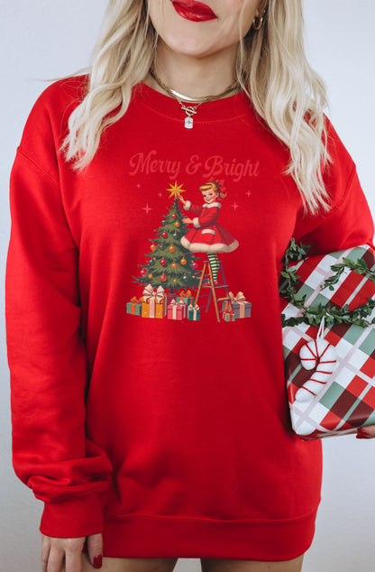 Merry and Bright Christmas Graphic Sweatshirt