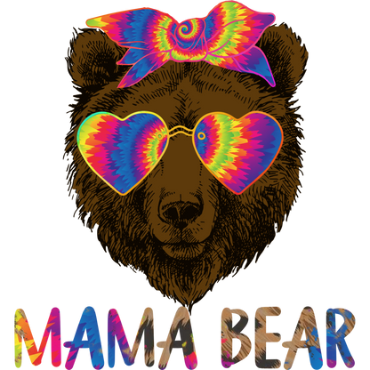 Colorful Mama Bear with Sunglasses Graphic Design