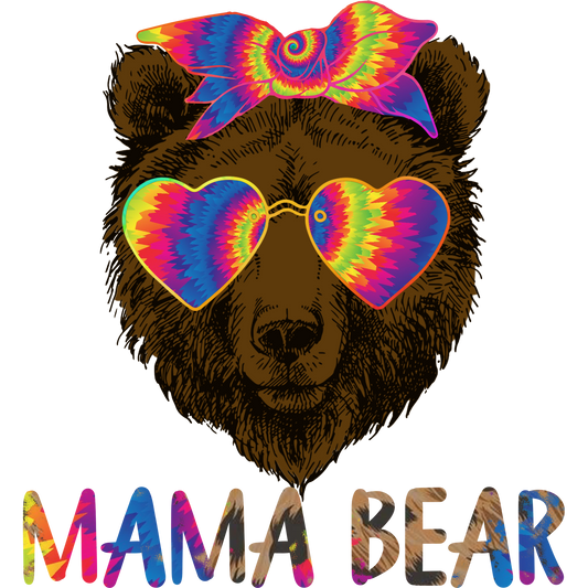 Colorful Mama Bear with Sunglasses Graphic Design