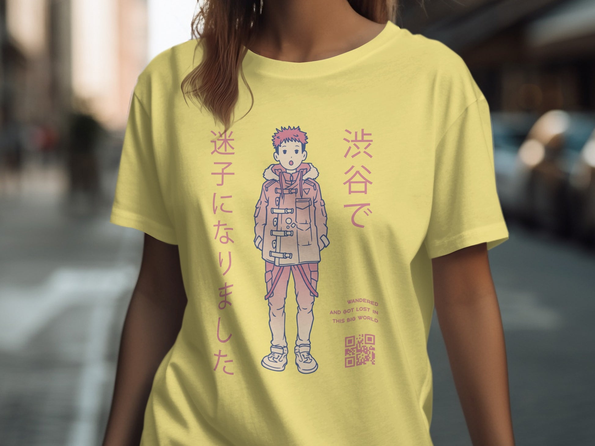 Anime Character Lost in Shibuya Graphic Tee