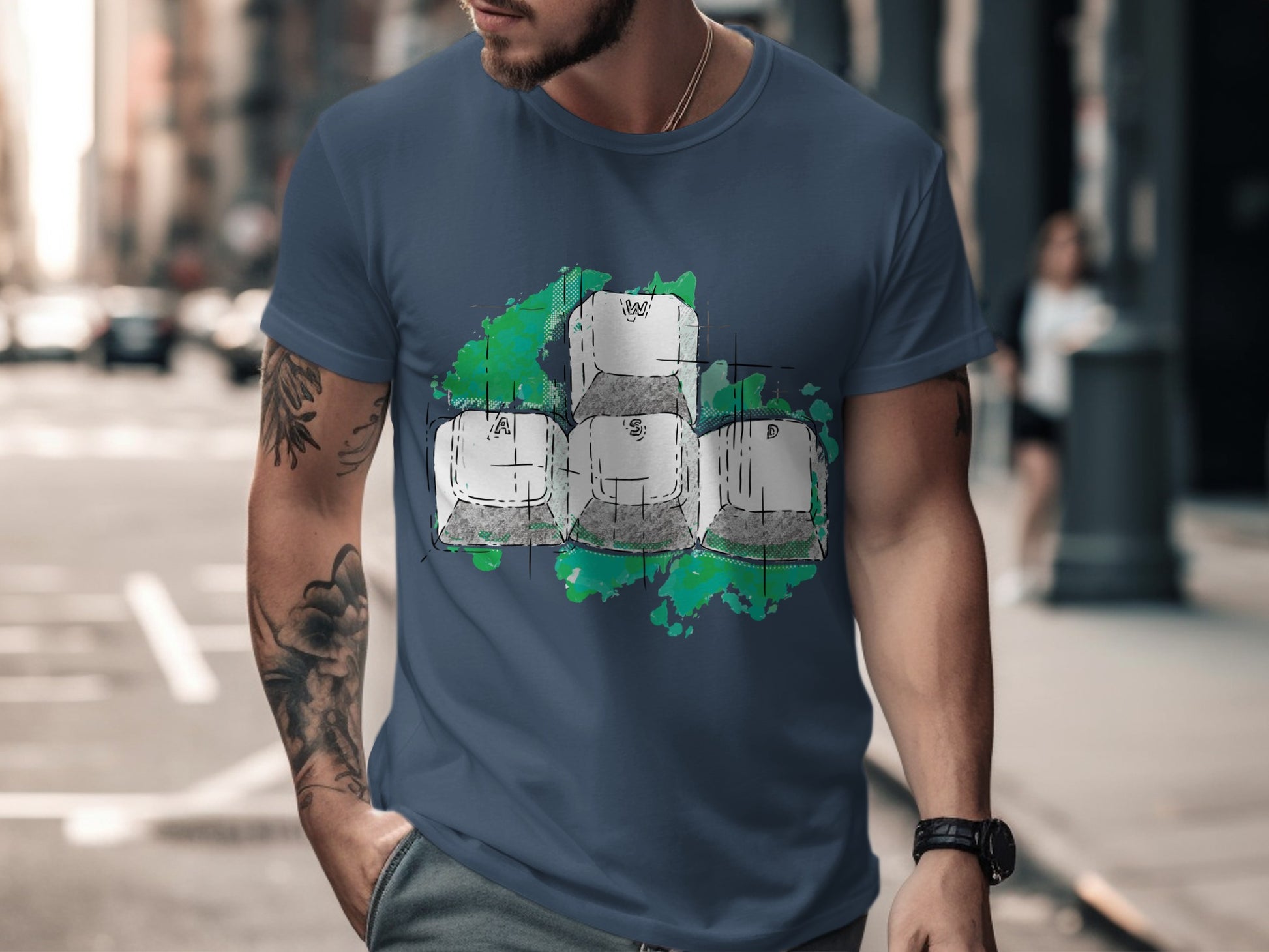 Geeky Green Ink Stack Dice Graphic T-Shirt product