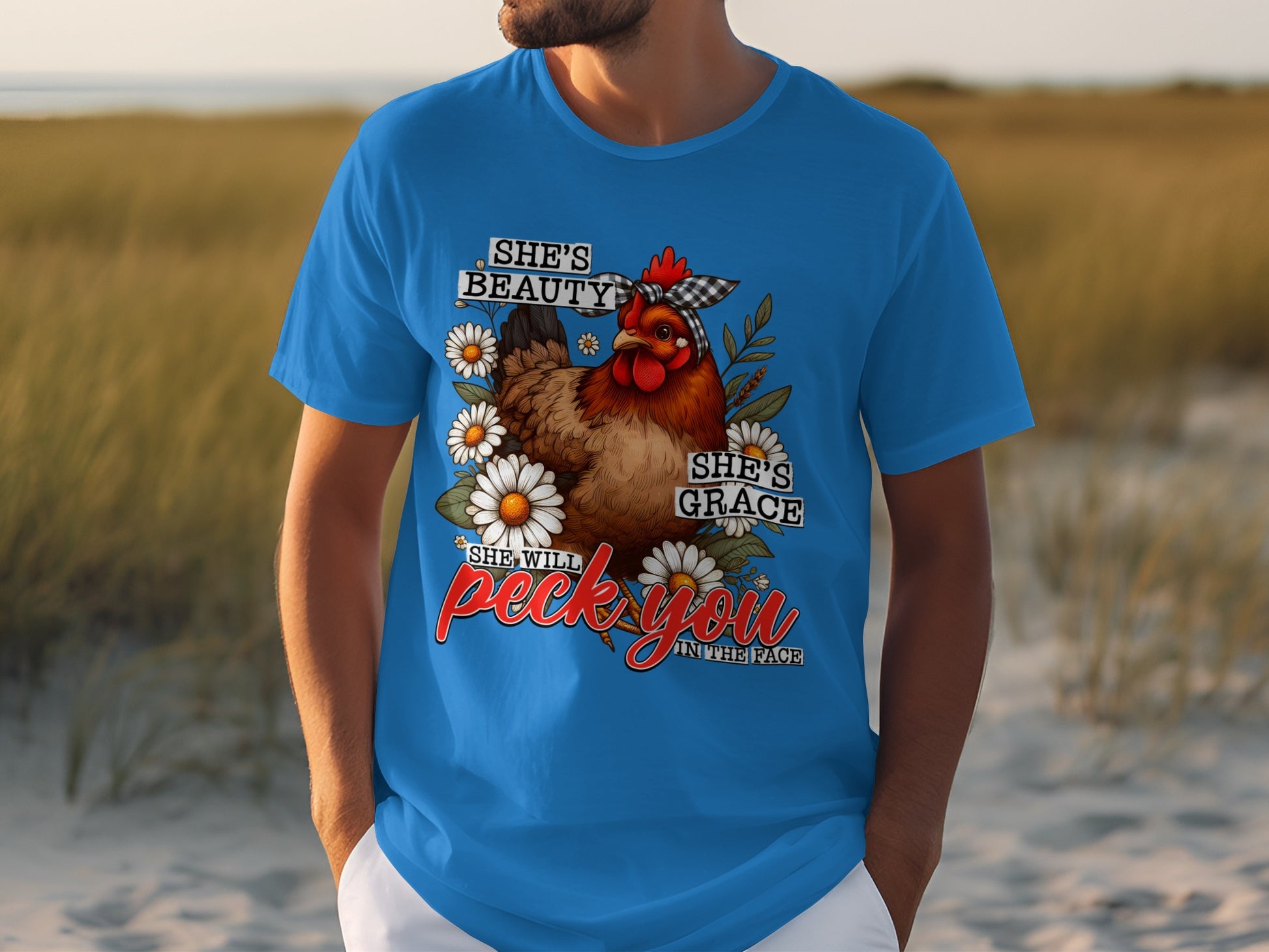 Funny Chicken She's Beauty She's Grace T-Shirt