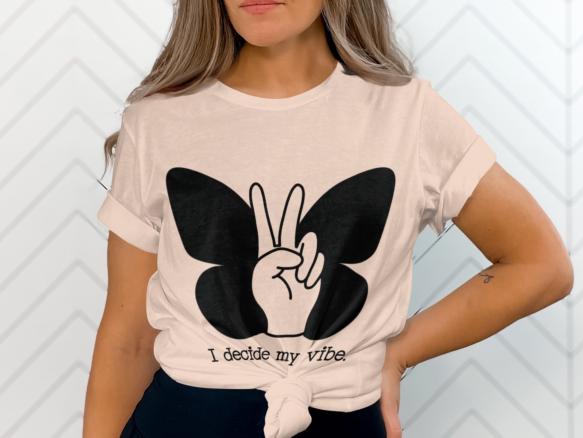 I Decide My Vibe Butterfly Peace Sign Tee