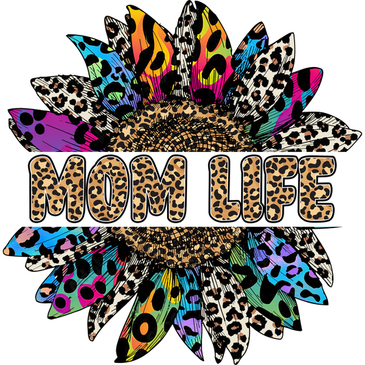 Colorful Leopard Print Mom Life Sunflower Design