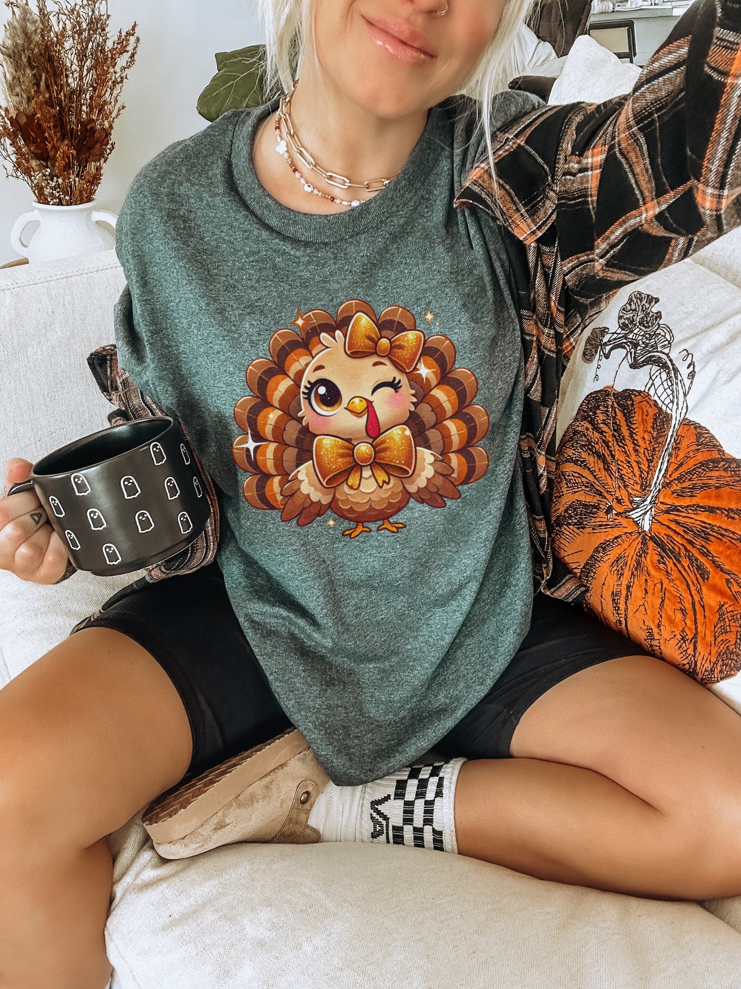 Cute Winking Turkey Graphic Sweatshirt for Festive Season