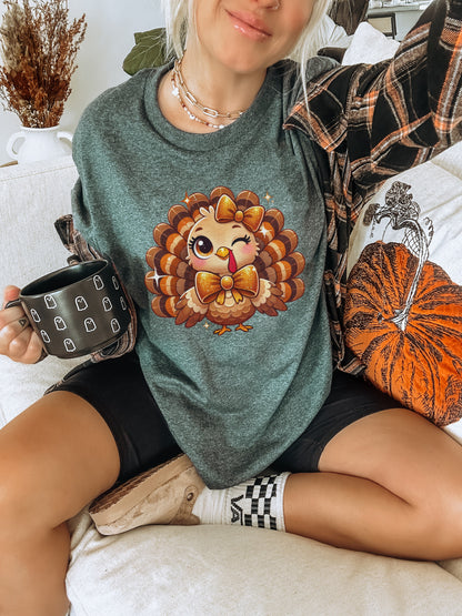 Cute Winking Turkey Graphic Sweatshirt for Festive Season