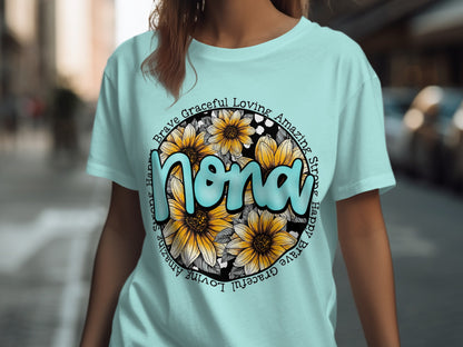 Nona Brave Loving Amazing Sunflower Graphic Shirt