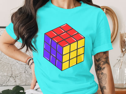Vibrant Rubik's Cube Graphic Womens Shirt
