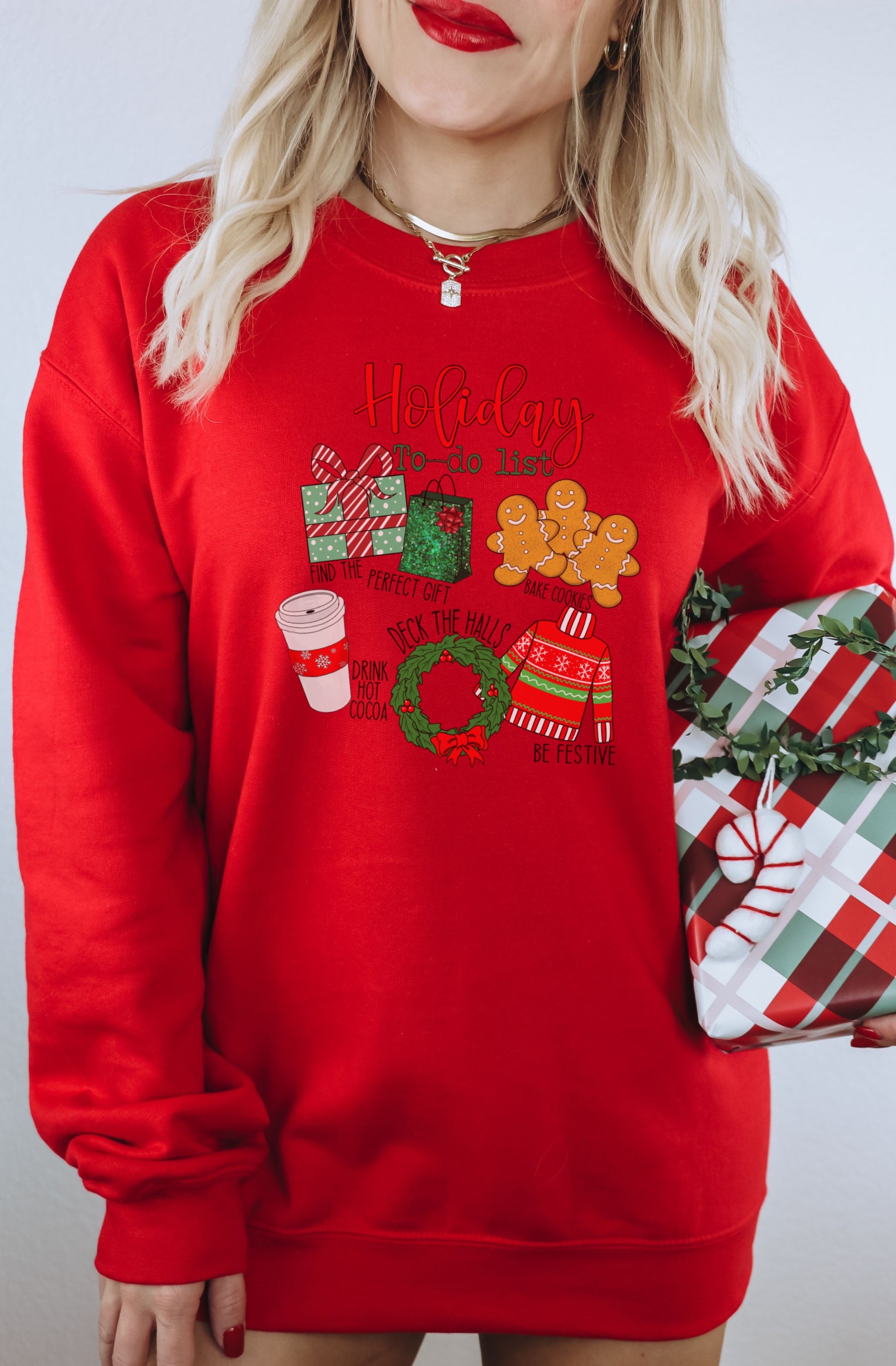 Holiday To Do List Graphic Christmas Sweatshirt