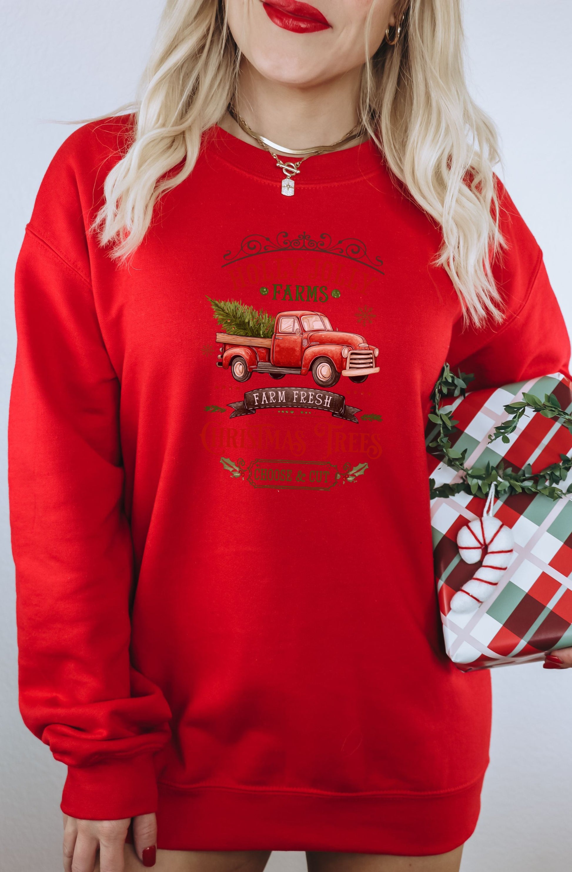 Farms Fresh Christmas Trees Pickup Truck Sweatshirt