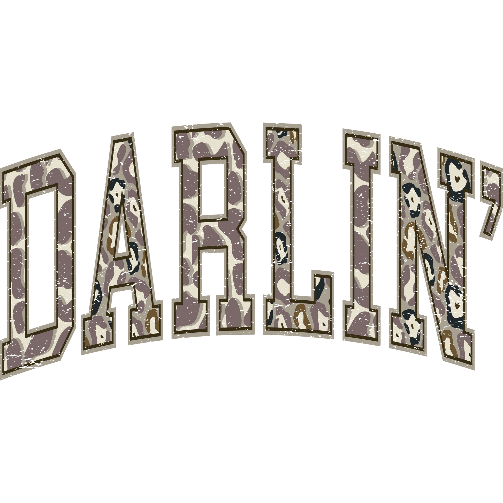 Darlin' Bold Lettering Camouflage Print Design Artwork