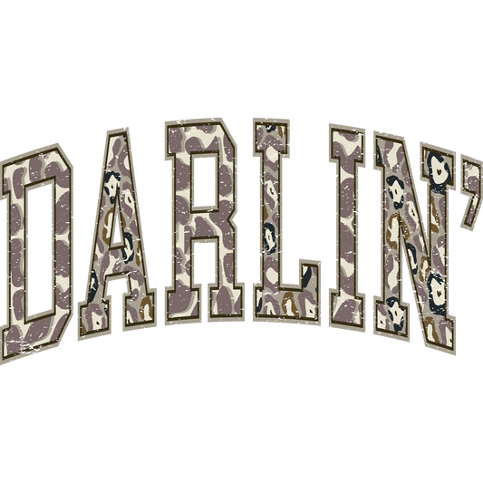 Darlin' Bold Lettering Camouflage Print Design Artwork