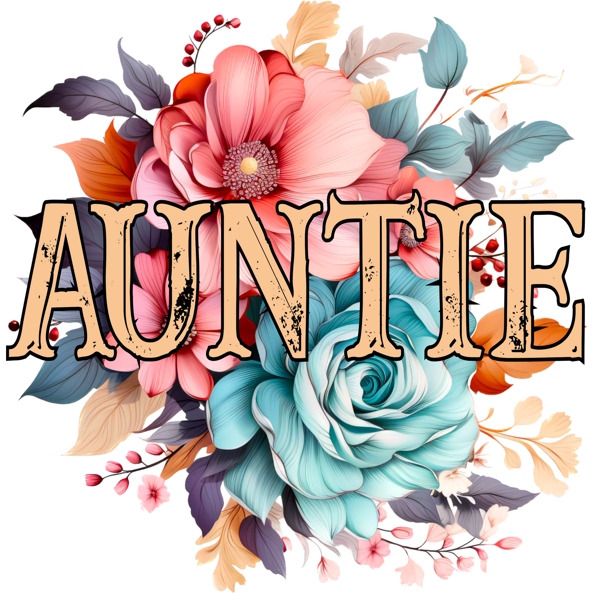 Auntie Floral Art with Colorful Flower Bouquet Decor