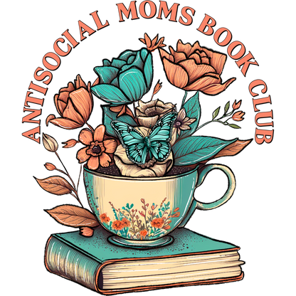 Antisocial Moms Book Club Coffee Mug with Floral Art