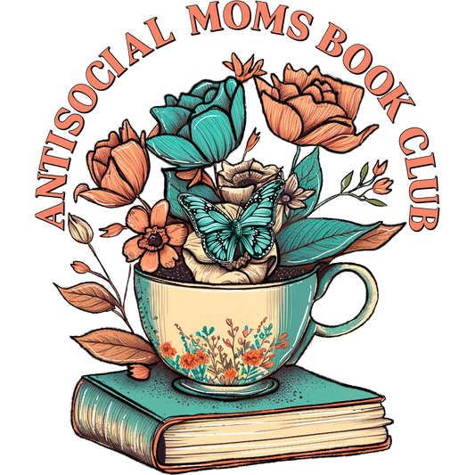 Antisocial Moms Book Club Coffee Mug with Floral Art