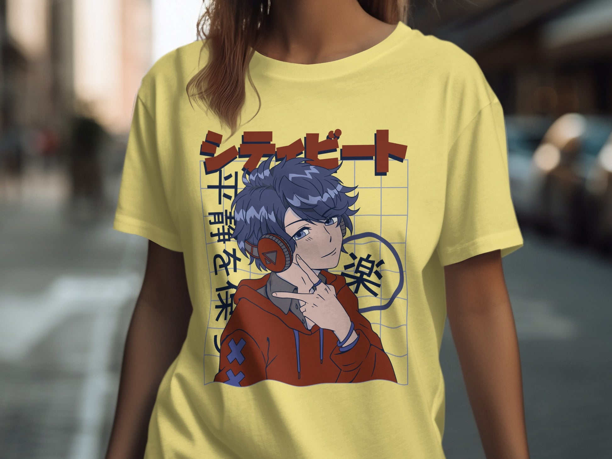 Stylish Anime Character Graffiti Design T-Shirt