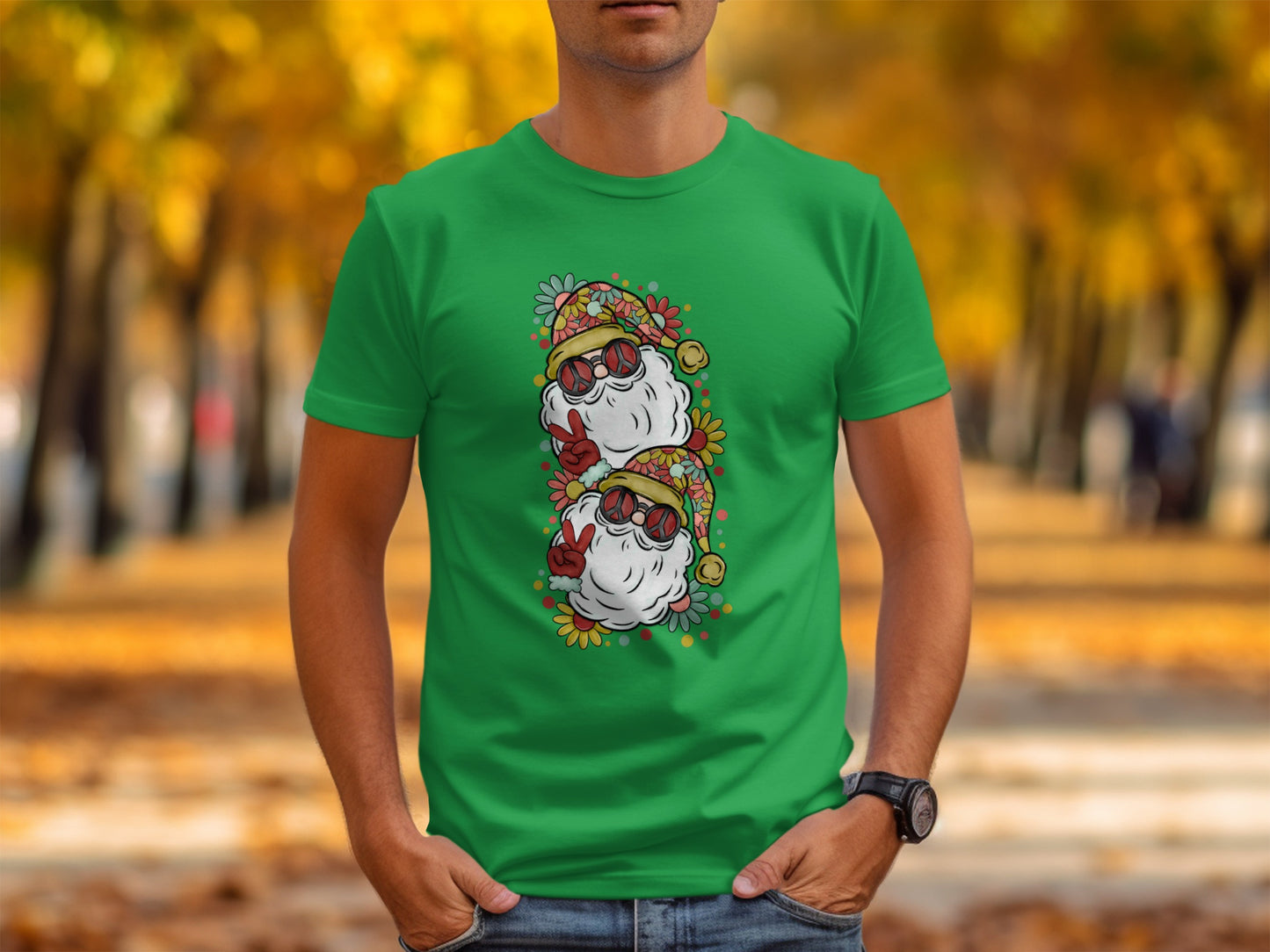 Cool Santa Claus with Sunglasses Graphic Tee Shirt