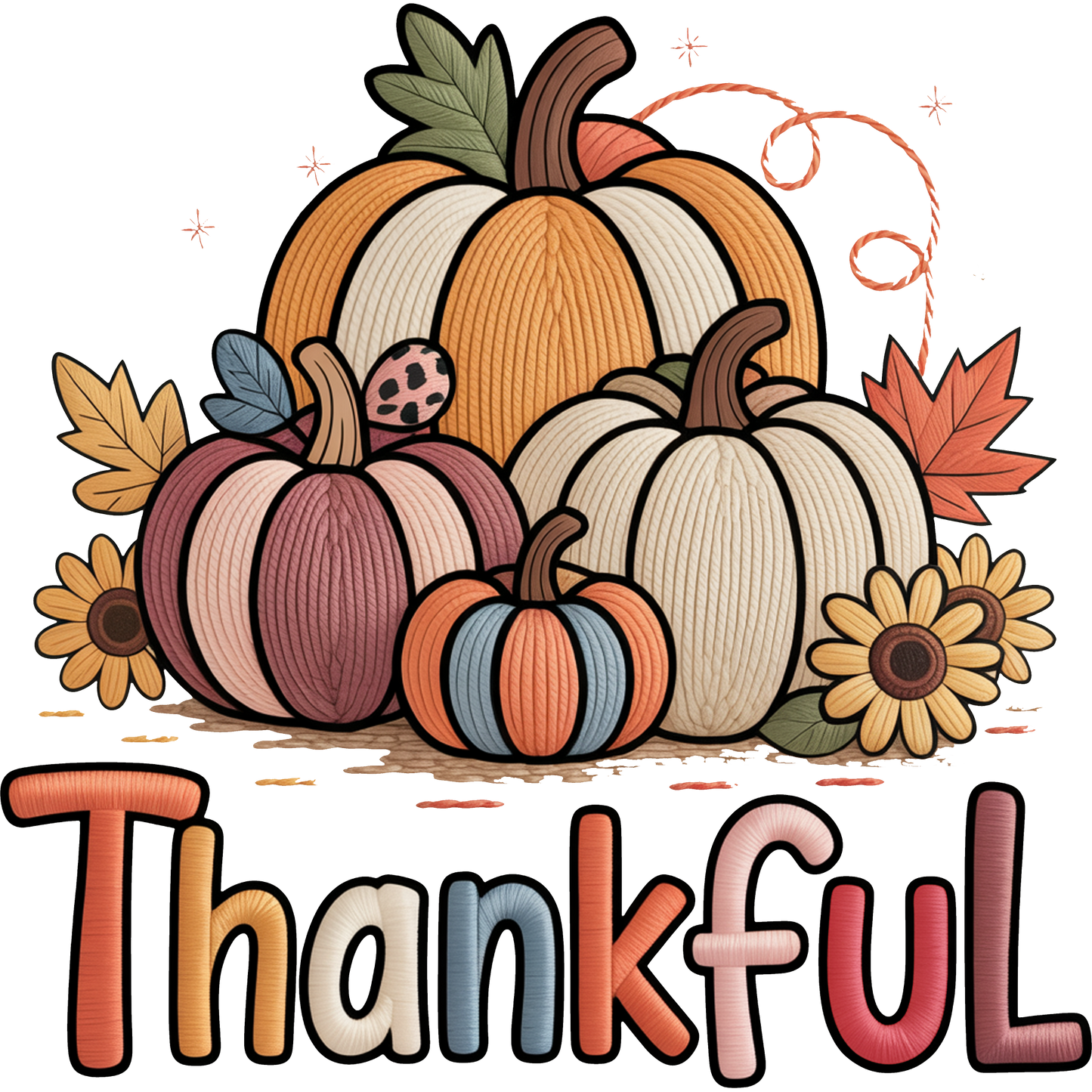 Thankful Fall Harvest Pumpkins with Flowers Decoration
