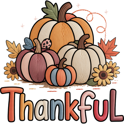 Thankful Fall Harvest Pumpkins with Flowers Decoration