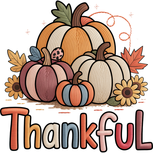 Thankful Fall Harvest Pumpkins with Flowers Decoration
