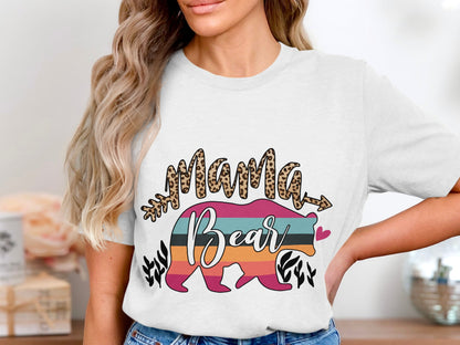 Cheerful Mama Bear Multicolor Graphic Tee