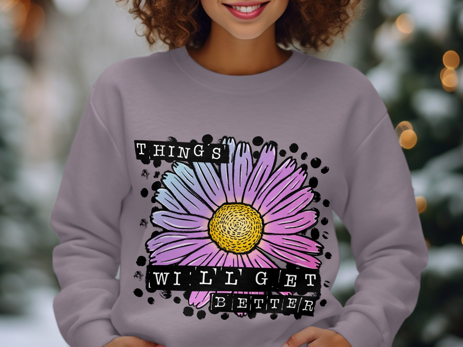 Optimistic Flower Graphic Motivational Apparel