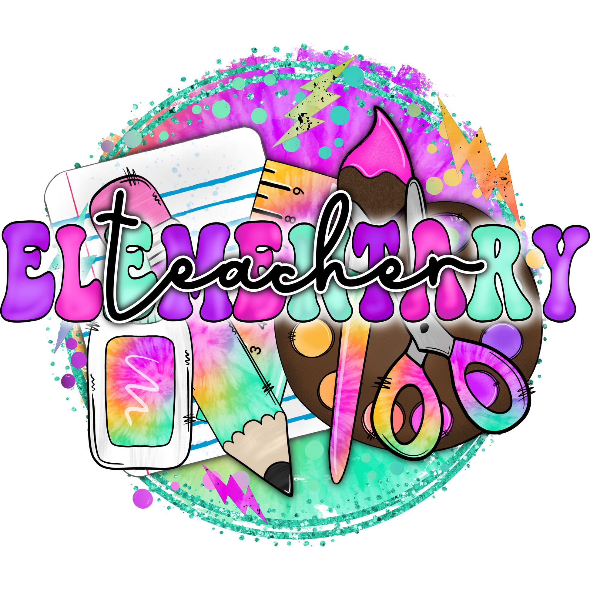 Vibrant Elementary Teacher Themed Art Product
