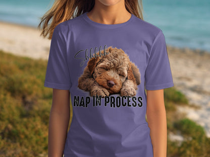 Shhhhh Nap In Process Sleeveless Dog Print T-Shirt