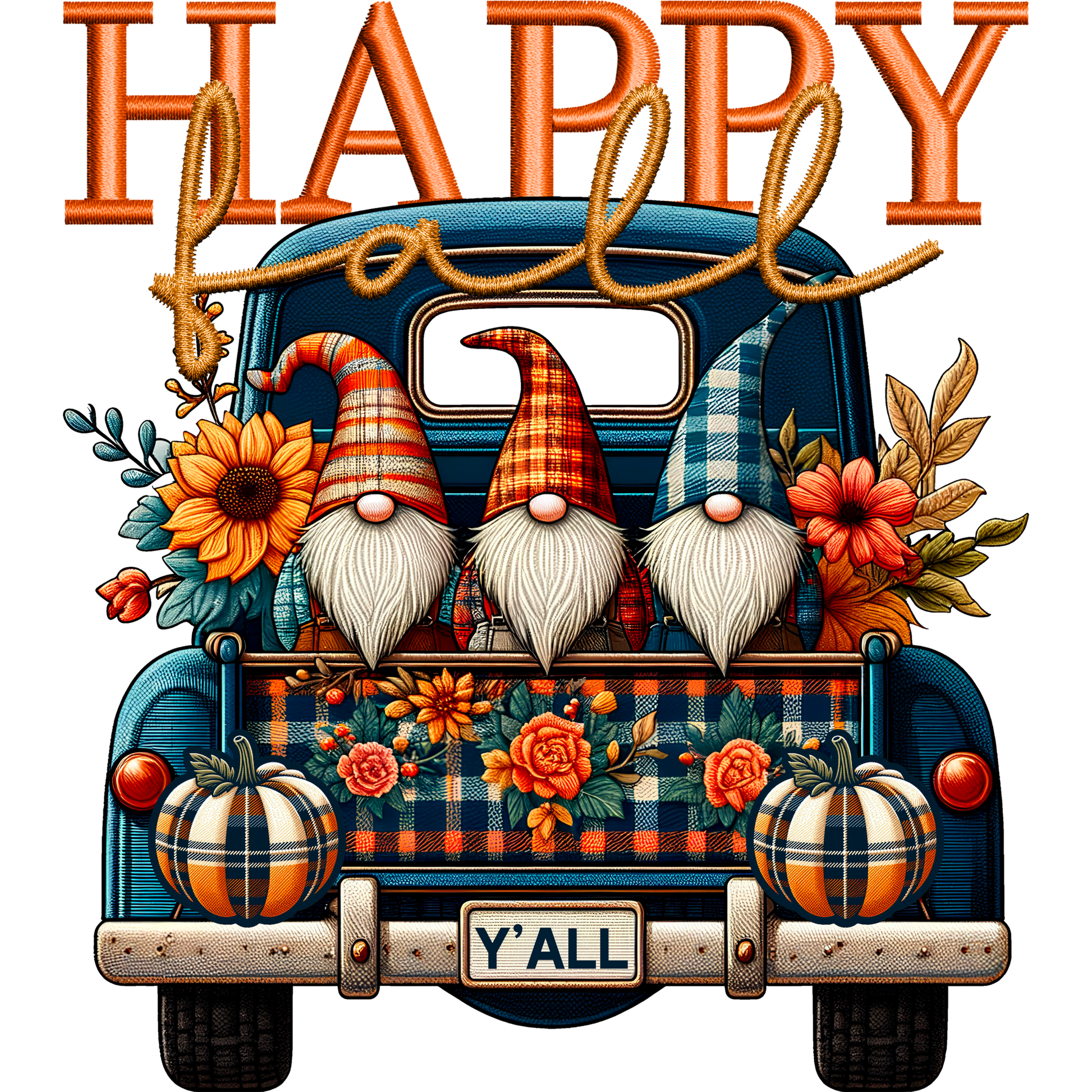 Happy Fall Y'all Gnomes Truck Decorative Poster