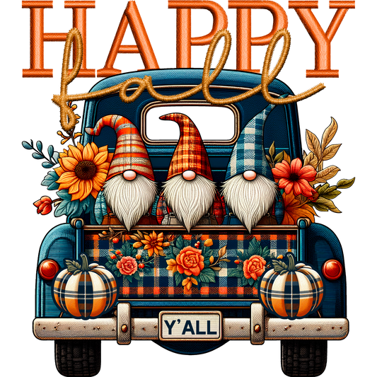 Happy Fall Y'all Gnomes Truck Decorative Poster
