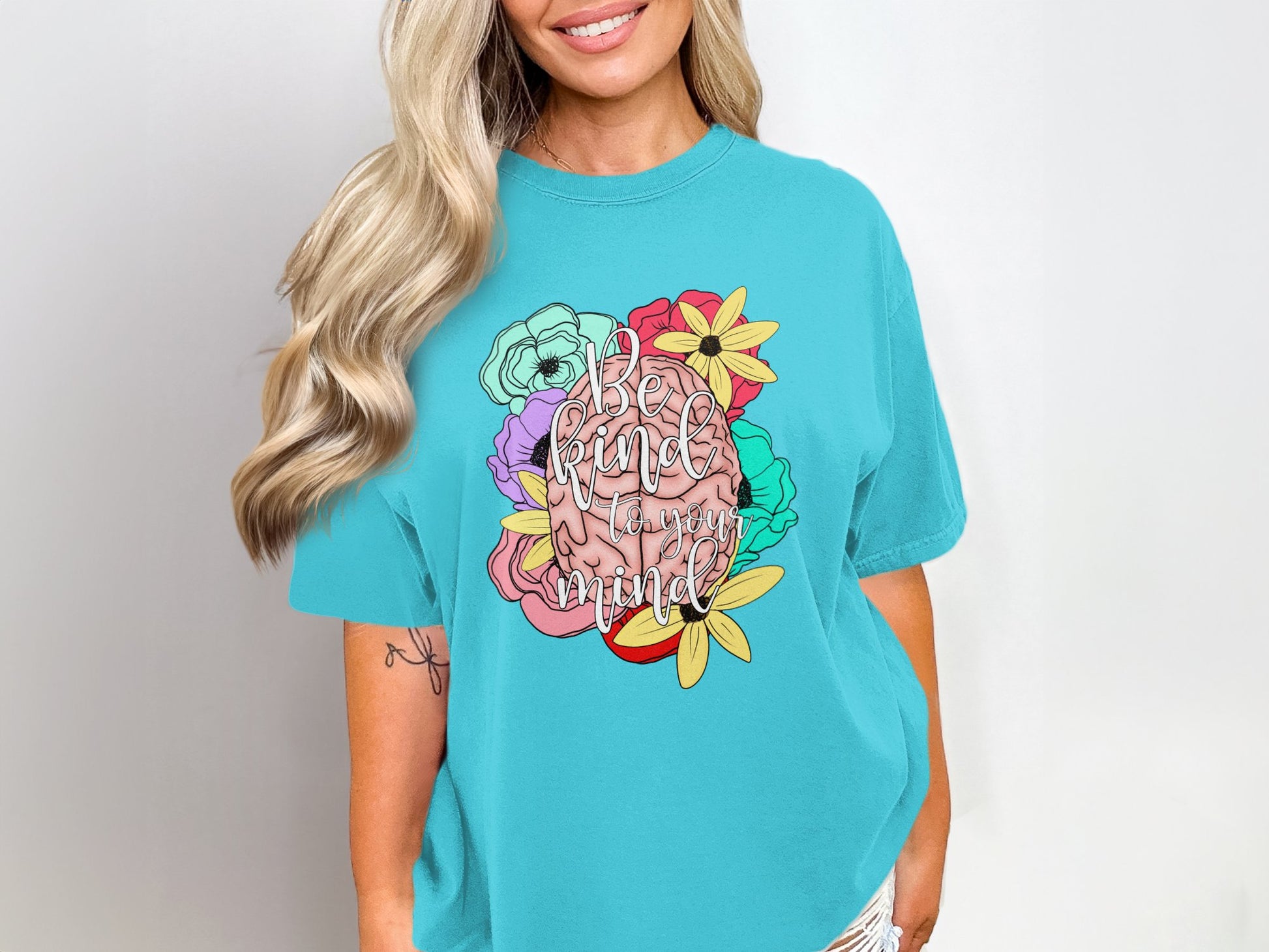 Be Kind Design Graphic Teal Womens T-Shirt Product