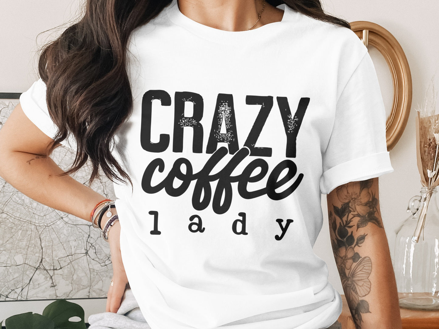 Crazy Coffee Lady T-Shirt for Coffee Lovers