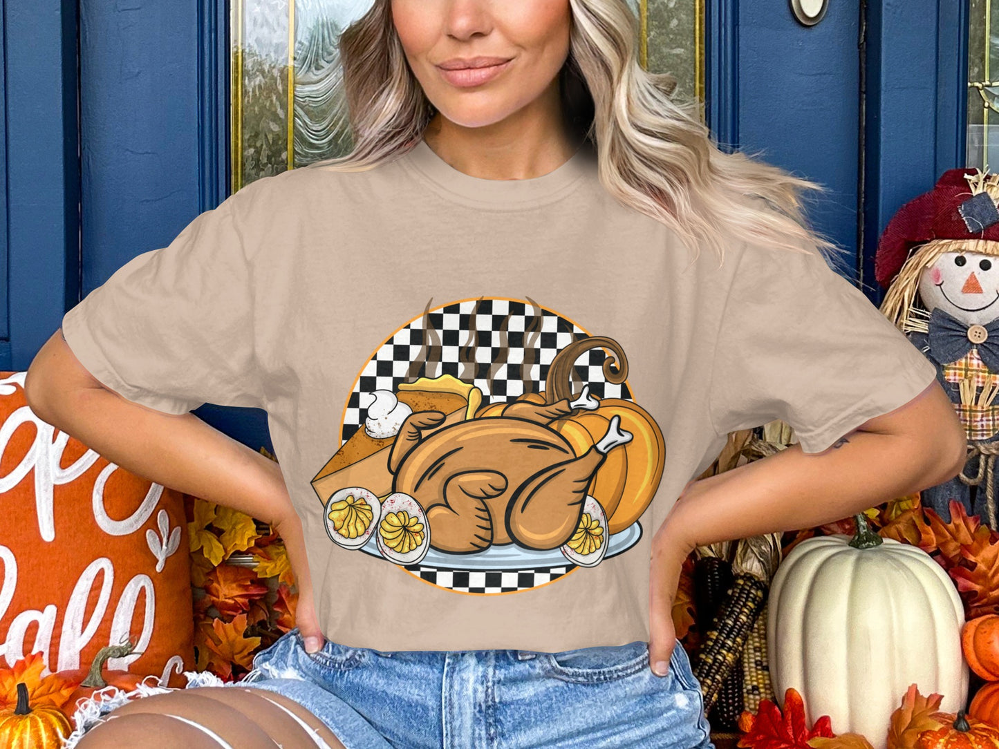 Festive Thanksgiving Turkey and Pumpkins T-Shirt