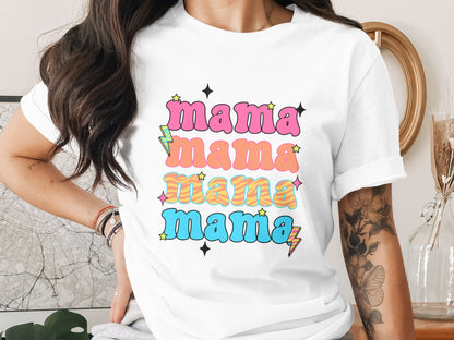 Colorful Mama Graphic Tee with Stylish Font Design