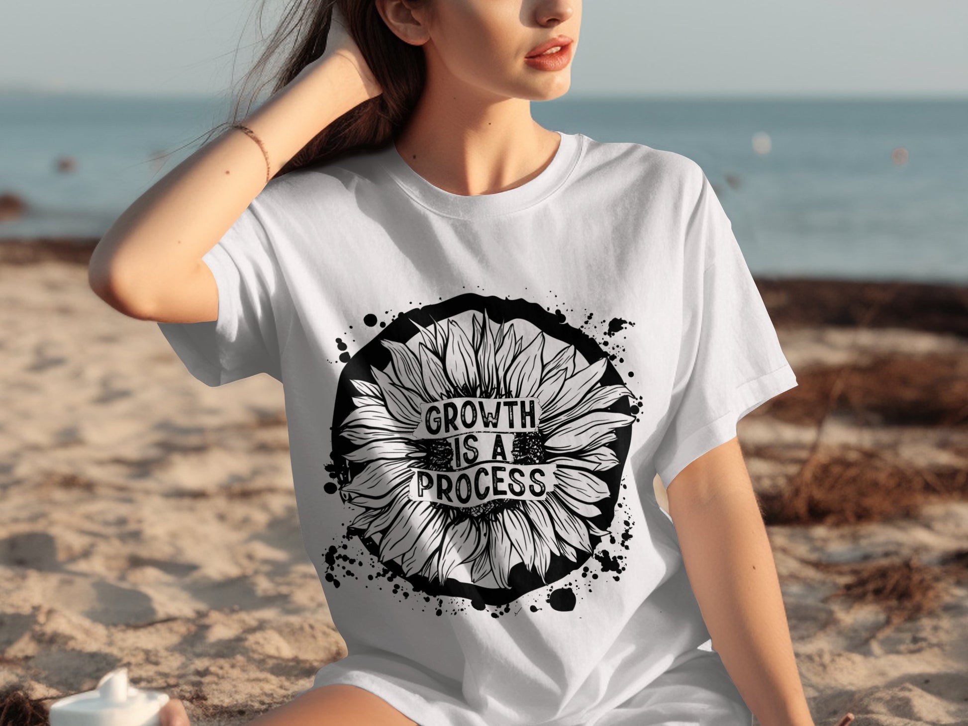 Growth is a Process Sunflower Print T-shirt