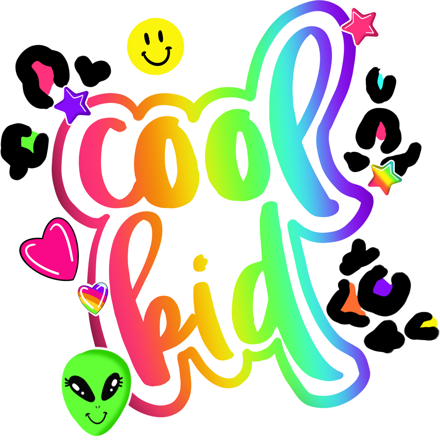 Cool Kid Rainbow and Alien Design Art Shirt