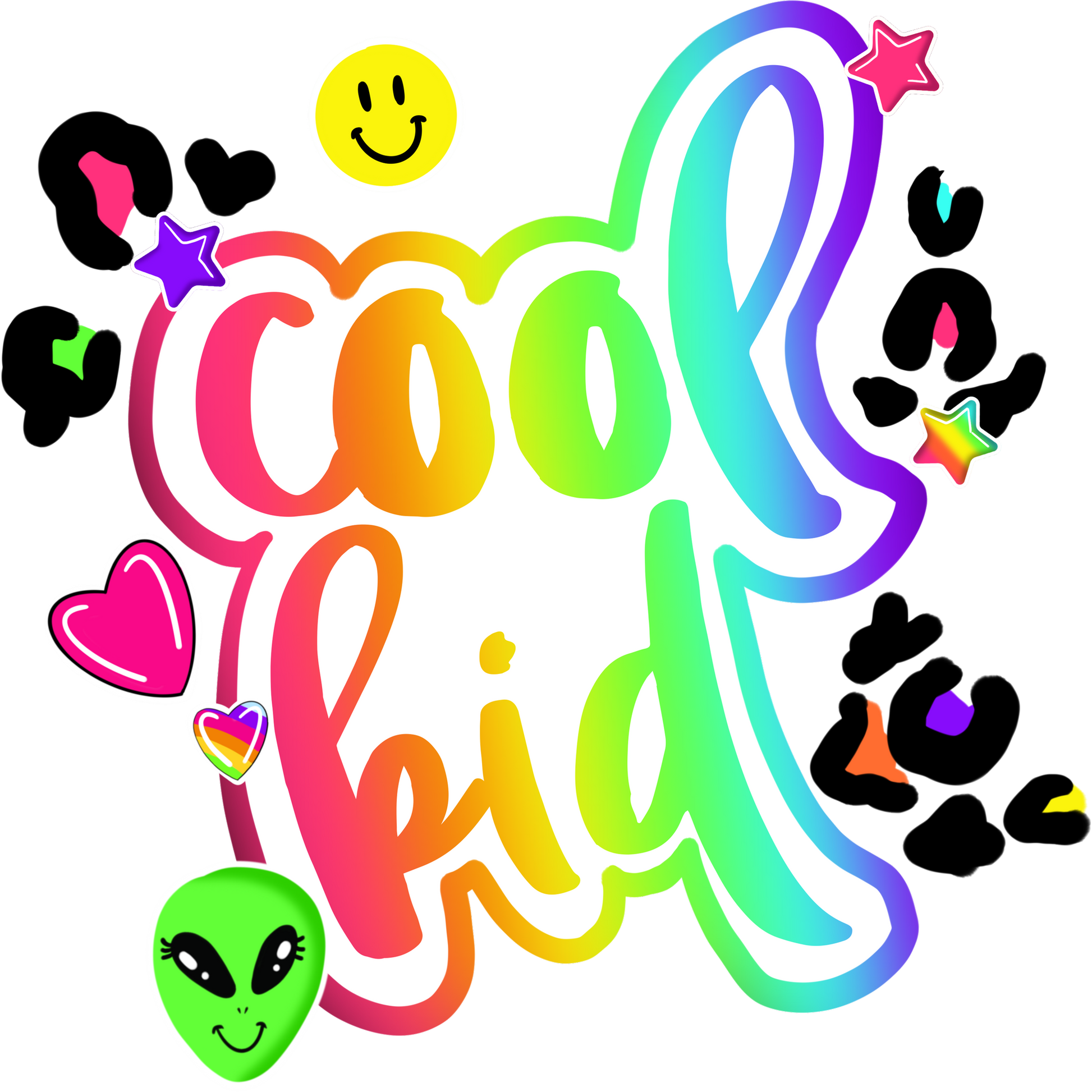 Cool Kid Rainbow and Alien Design Art Shirt