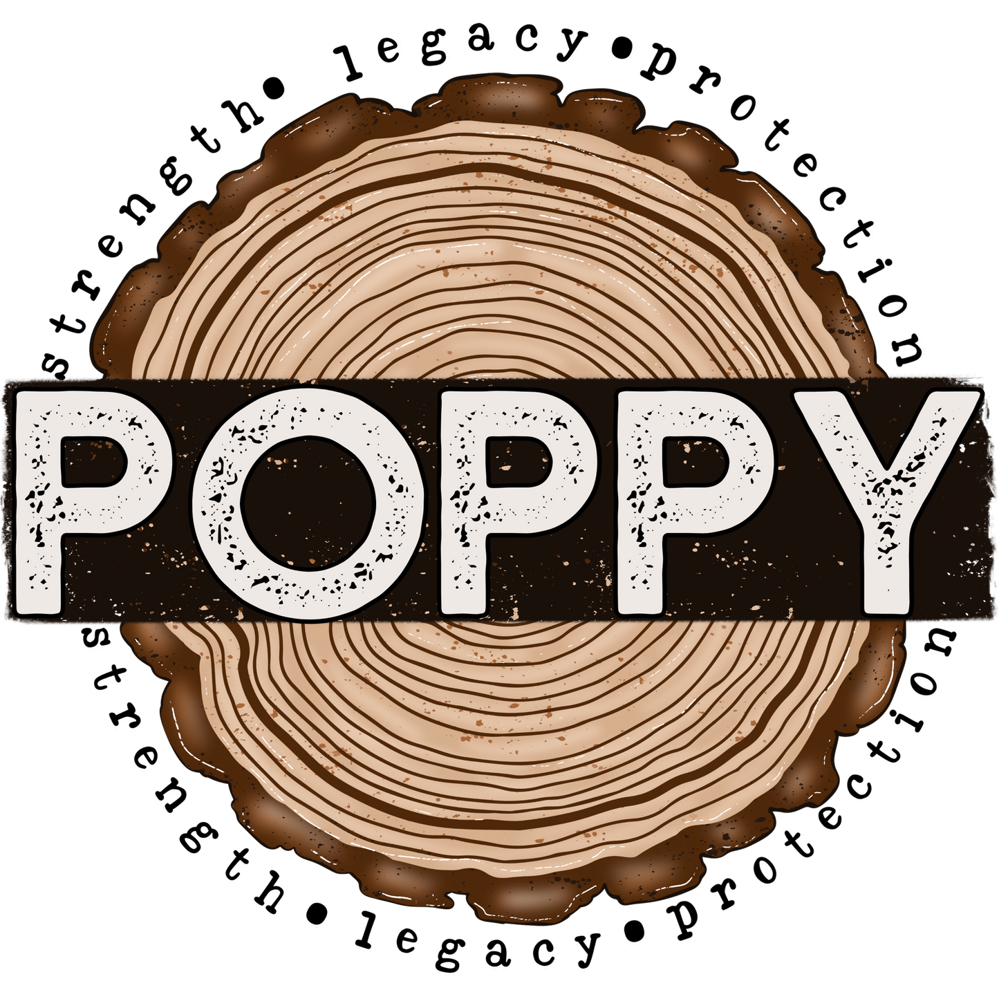 Poppy Strength Legacy Protection Wood Slice Art Decor