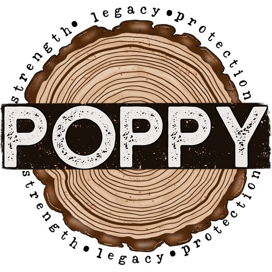 Poppy Strength Legacy Protection Wood Slice Art Decor