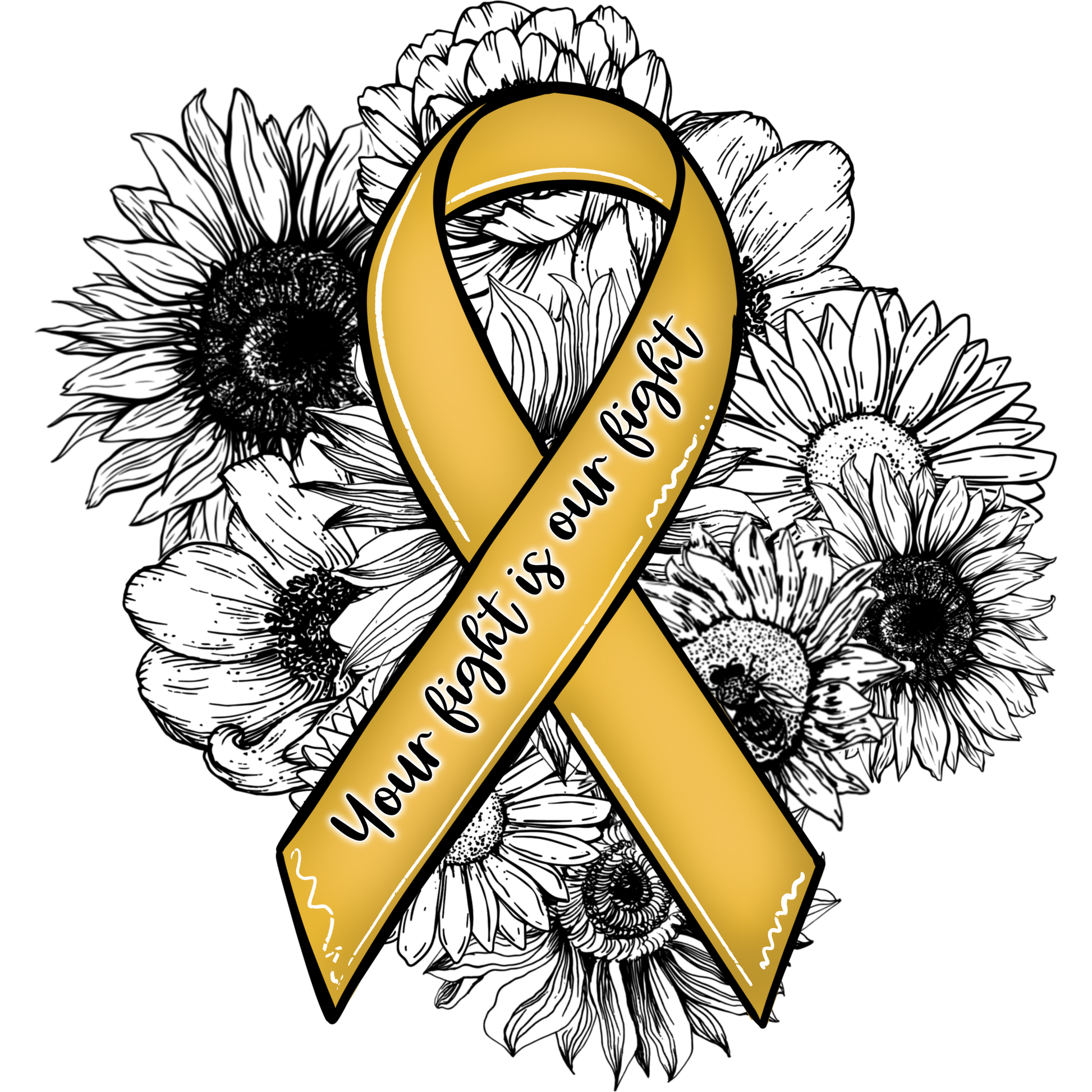 Yellow Ribbon with Flower Background Art Print