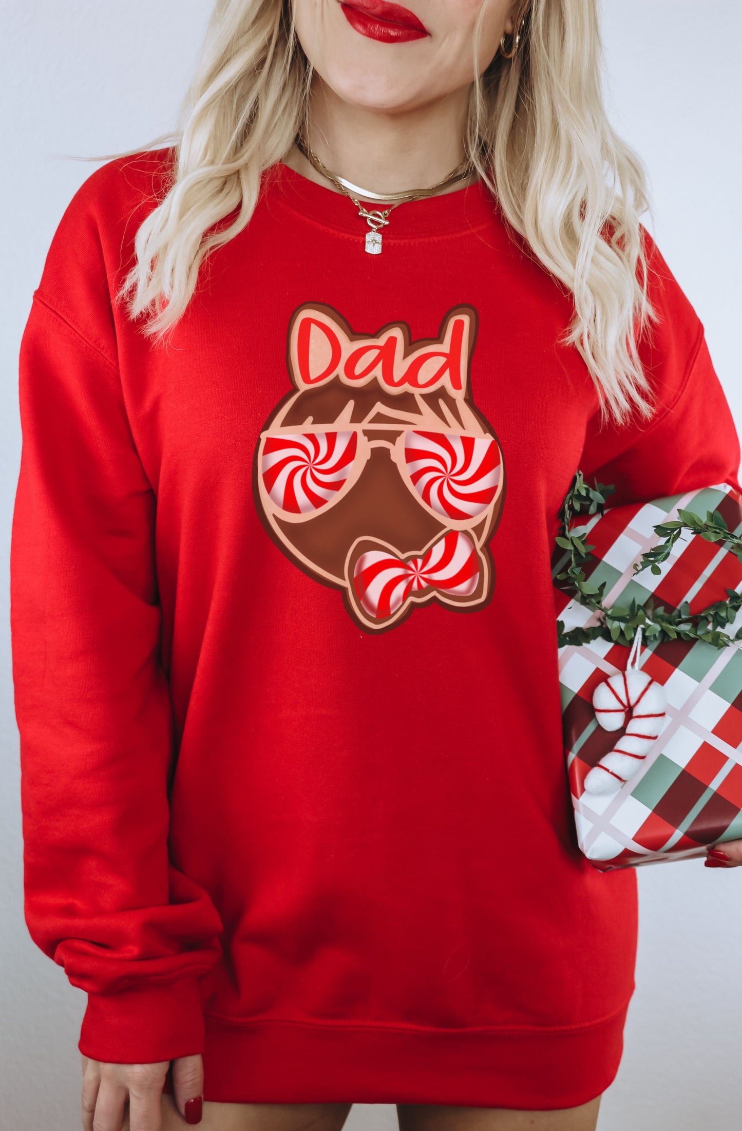 Dad Peppermint Candy Cane Holiday Sweatshirt