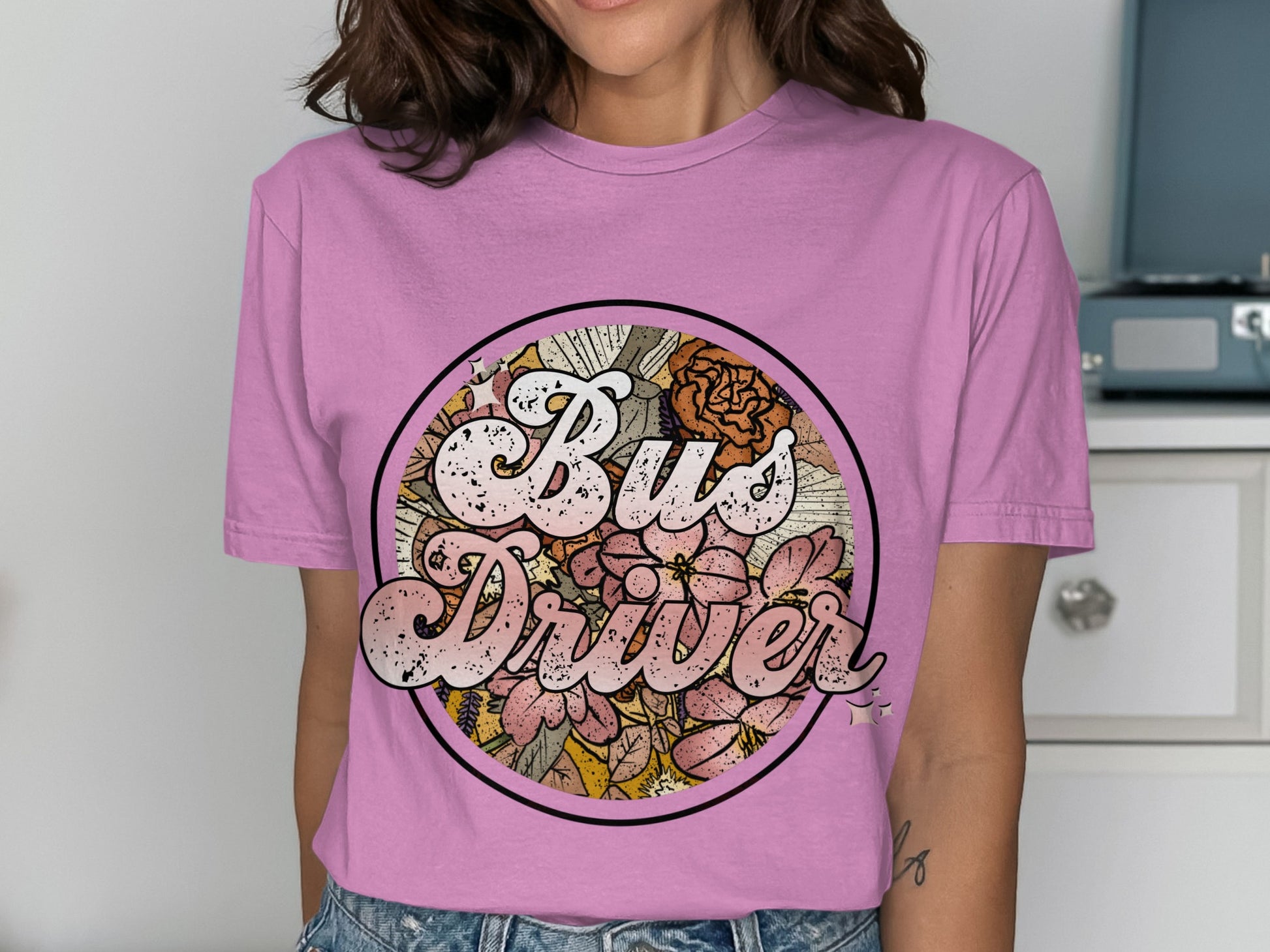 Colorful Bus Driver Floral Graphic Tee product